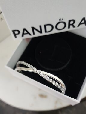 Pandora Sterling Silver Infinity Bangle with Cubic Zirconia - Silver